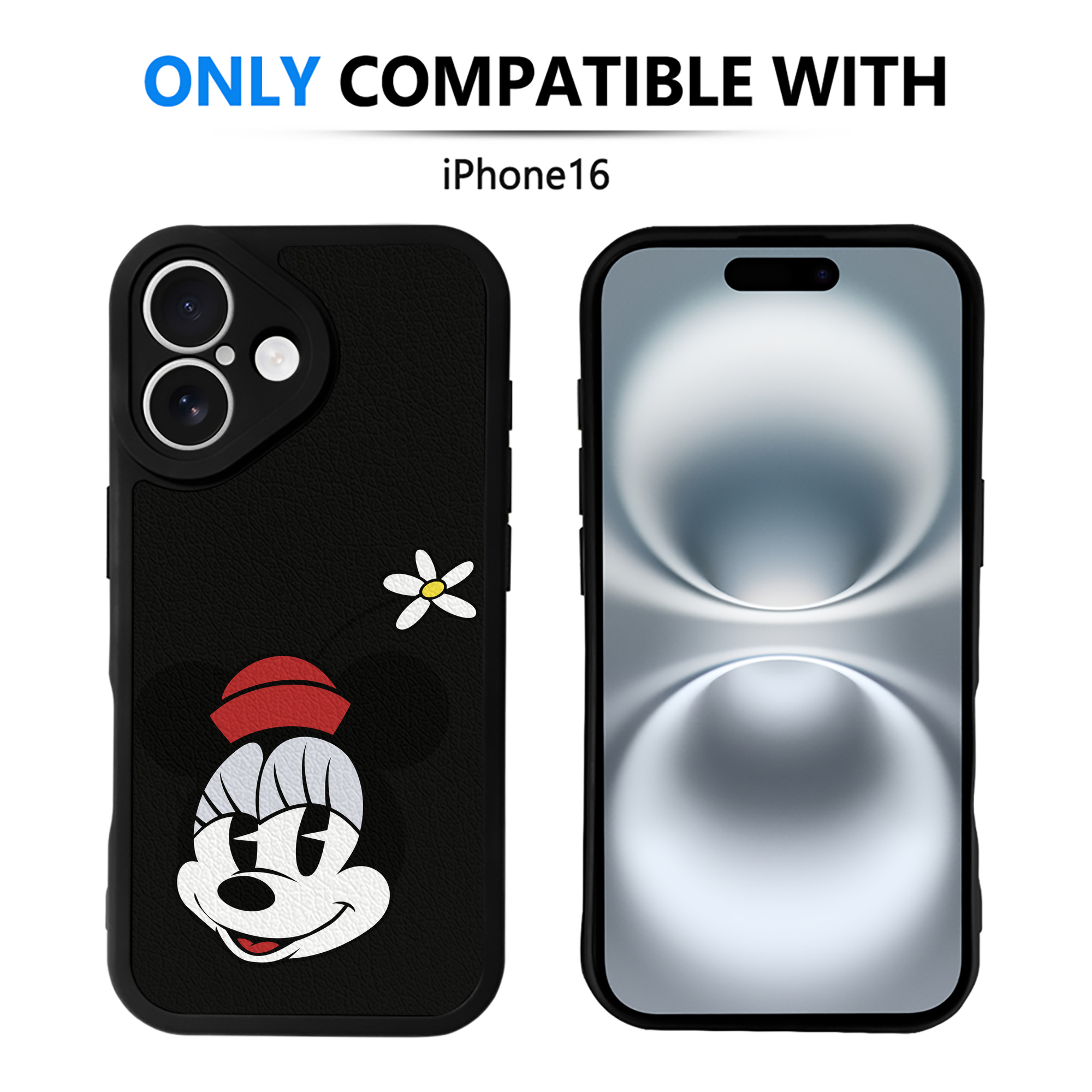 （画像用） ミッキーマウス Mickey Mouse 【iPhone 16シリーズ対応】シリコンスマホケース（レザー調） 材質：シリコン